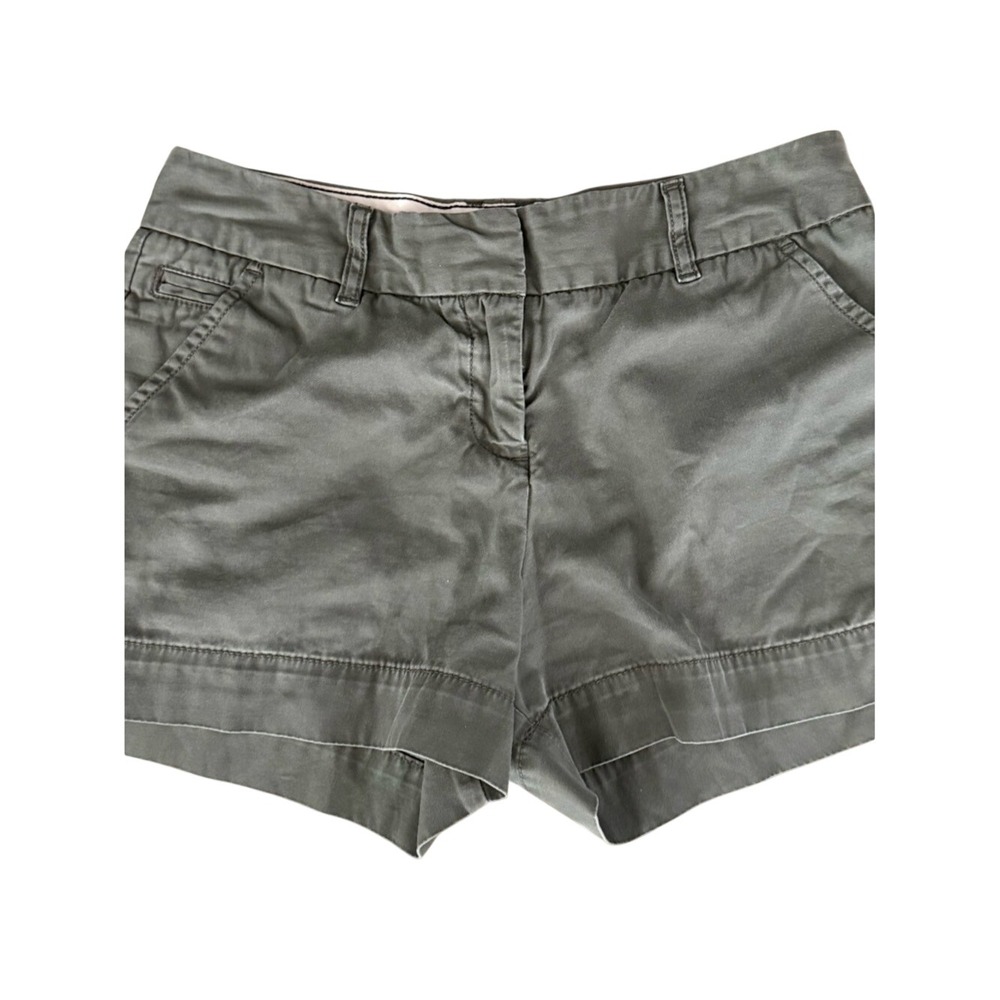 Lands End Canvas 1963 Olive Green Low Rise Straight Leg Chino Shorts Size 0